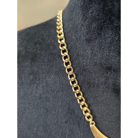 Women's Gold Statement Necklace With Textured Discs And Matching Dangle Earrings - Picture 4 of 5